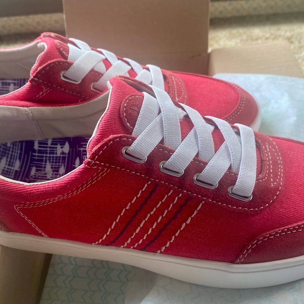 Red Canvas Sneakers with White Laces
